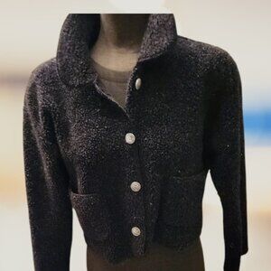 Women's Black Textured Jacket